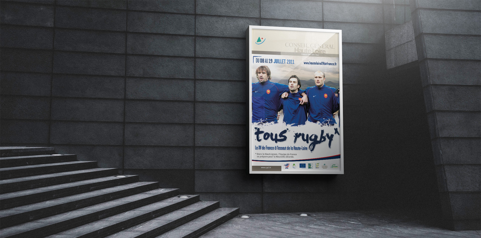 Campagne de communication pour la venue de l'équipe de France de rugby en Haute-Loire imaginée par studio N°3